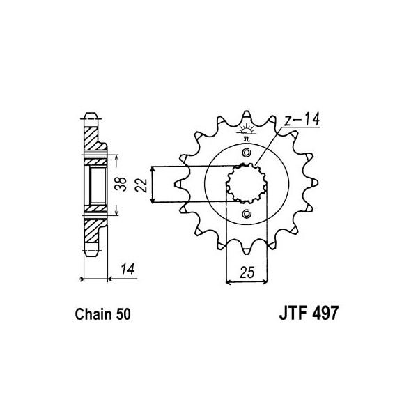 Pignon acier 15 dents JT Sprockets chaîne 530 Ducati 750 F1