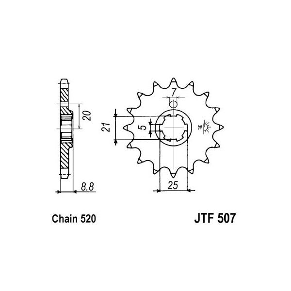 Pignon acier 15 dents JT Sprockets Sprockets chaîne 520 