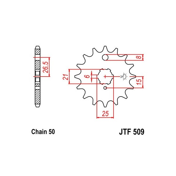 Pignon acier 15 dents JT Sprockets chaîne 520 Kawasaki Z400D1/4 (2 CYL)