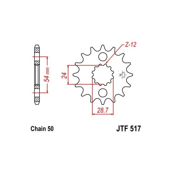 Pignon acier 16 dents JT Sprockets chaîne 530 Kawasaki GPZ750R
