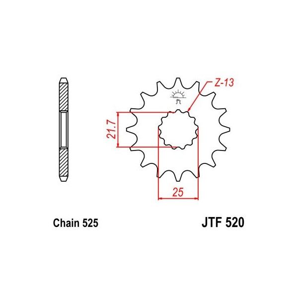 Pignon acier 14 dents JT Sprockets chaîne 525 Suzuki SV650N/SV650S 