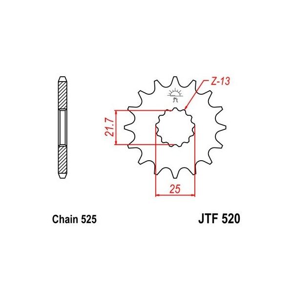 Pignon acier 15 dents JT Sprockets chaîne 525 