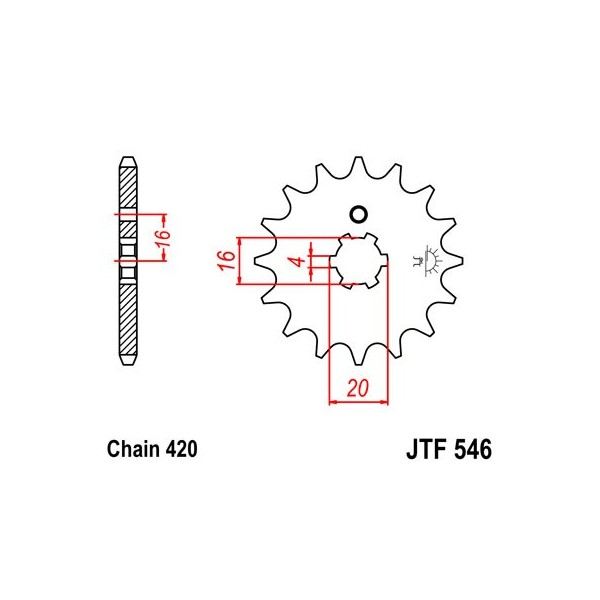 Pignon acier 13 dents JT Sprockets chaîne 420 