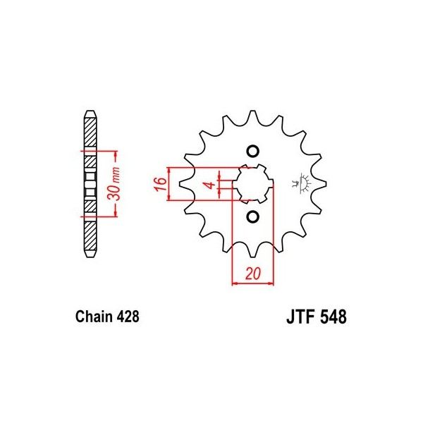 Pignon acier 13 dents JT Sprockets chaîne 428 Yamaha TT-R125