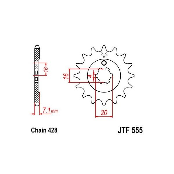 Pignon acier 13 dents JT Sprockets chaîne 428 Kawasaki 