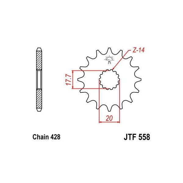 Pignon acier 14 dents JT Sprockets chaîne 428 Yamaha YZ85