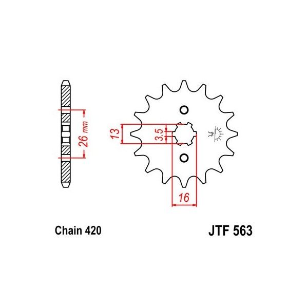 Pignon acier 13 dents JT Sprockets chaîne 420 Suzuki JR50