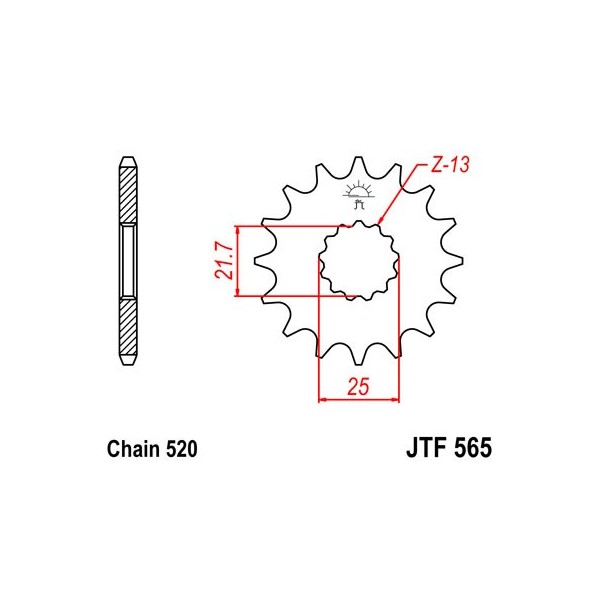Pignon acier 15 dents JT Sprockets chaîne 520 
