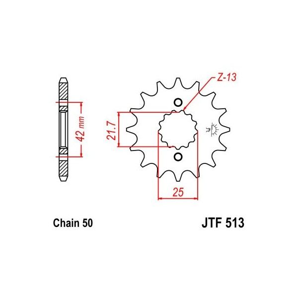 Pignon acier 17 dents JT Sprockets chaîne 530 Yamaha RD350A B