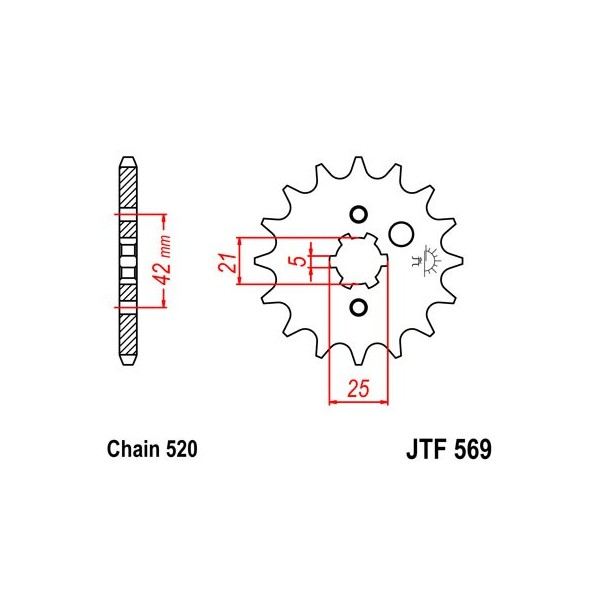 Pignon acier 11 dents JT Sprockets chaîne 520 Yamaha 350 WARRIOR/RAPTOR