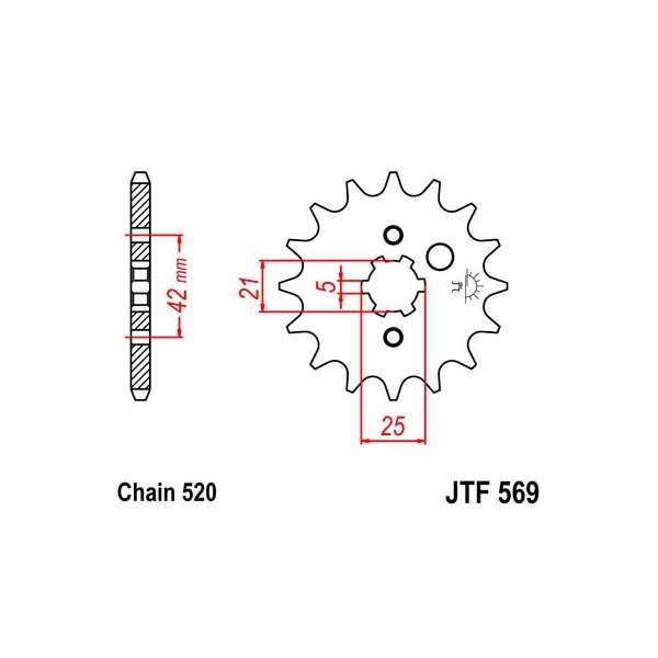 Pignon acier 14 dents JT Sprockets chaîne 520 