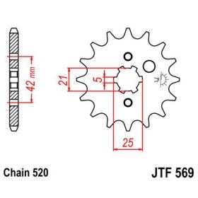 Pignon acier 16 dents JT Sprockets chaîne 520 Yamaha XV250