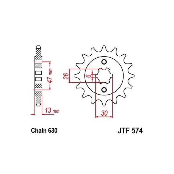 Pignon acier 16 dents JT Sprockets chaîne 630 Yamaha TR1