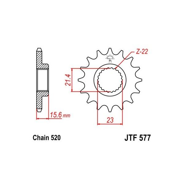 Pignon acier 15 dents JT Sprockets chaîne 520 Yamaha XT600E 