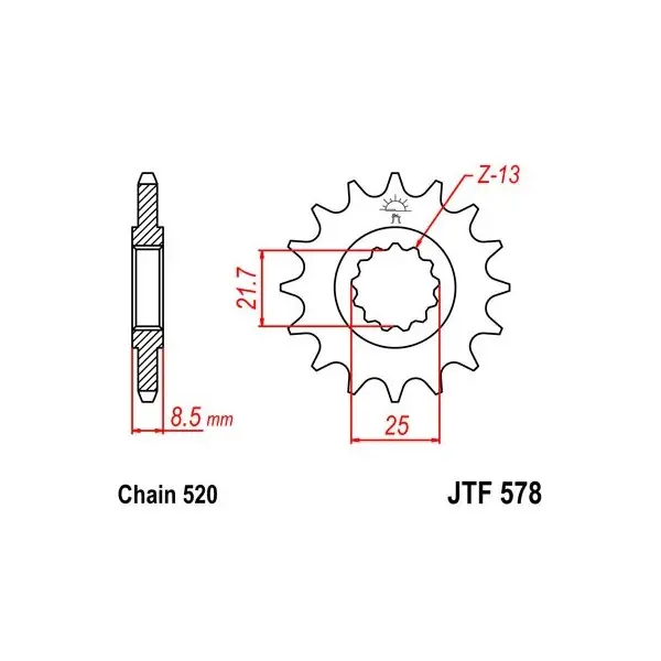 Pignon JT SPROCKETS acier standard 578 - 520
