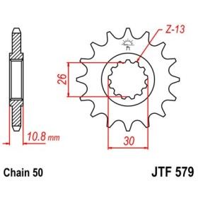 Pignon acier 15 dents JT Sprockets chaîne 530 Yamaha RD500LC
