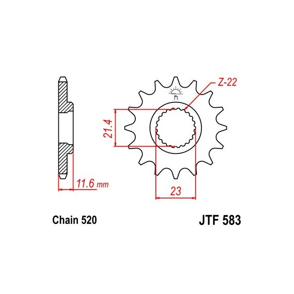 Pignon acier 13 dents JT Sprockets chaîne 520 Yamaha TT-R250