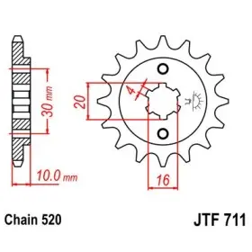 Pignon JT SPROCKETS acier standard 711 - 520