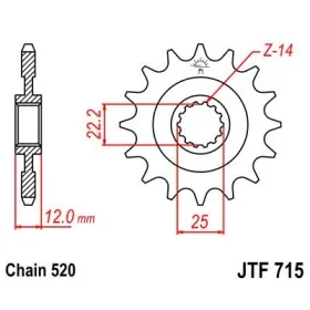 Pignon JT SPROCKETS acier standard 715 - 520