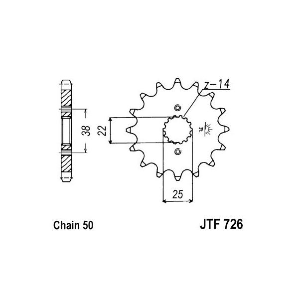 Pignon acier 15 dents JT Sprockets chaîne 520 Ducati 750 INDIANA