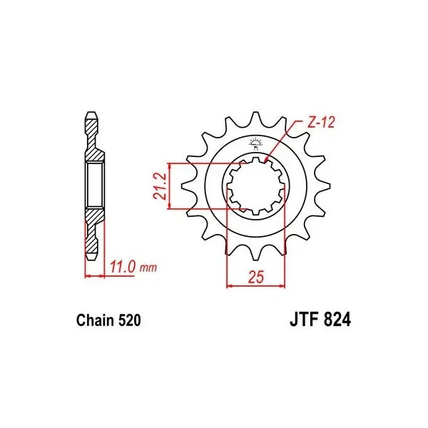 Pignon JT SPROCKETS acier standard 824 - 520