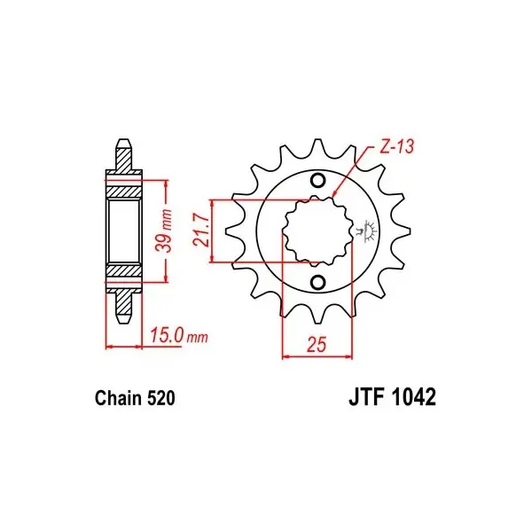 Pignon JT SPROCKETS acier standard 1042 - 520