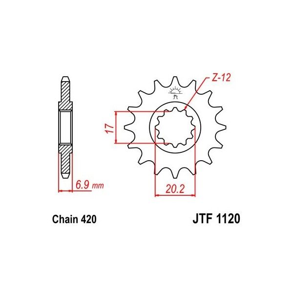 Pignon acier 11 dents JT Sprockets chaîne 420 