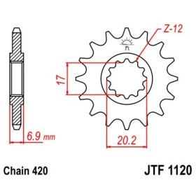 Pignon acier 13 dents JT Sprockets chaîne 420 Yamaha DTR50R