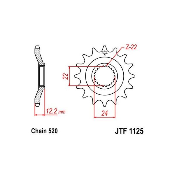 Pignon acier 16 dents JT Sprockets chaîne 520 Aprilia 350 ETX TUAREG WIND