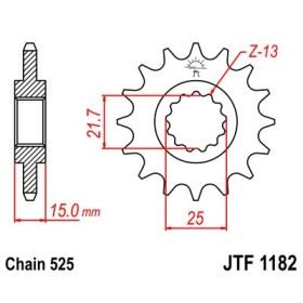 Pignon acier 15 dents JT Sprockets chaîne 525 Triumph TT 600