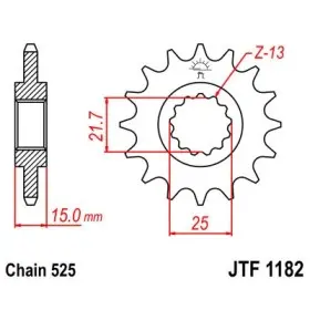 Pignon acier 15 dents JT Sprockets chaîne 525 Triumph TT 600