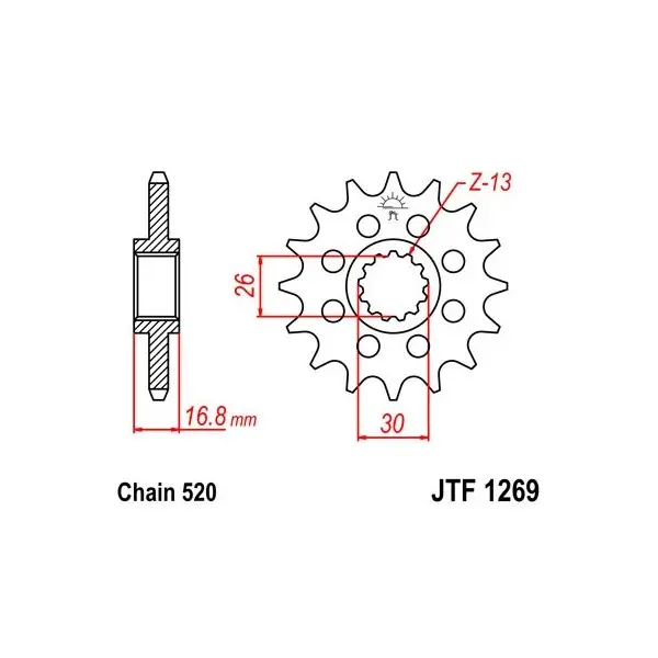 Pignon JT SPROCKETS acier standard 1269 - 520