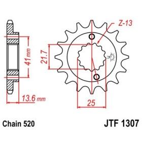 Pignon acier 14 dents JT Sprockets chaîne 520 Honda XR650R