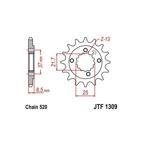 Pignon JT SPROCKETS acier standard 1309 - 520