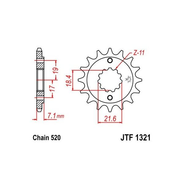 Pignon anti-boue acier 14 dents JT Sprockets chaîne 520 Honda CRF250L 