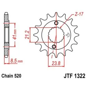 Pignon JT SPROCKETS acier standard 1322 - 520