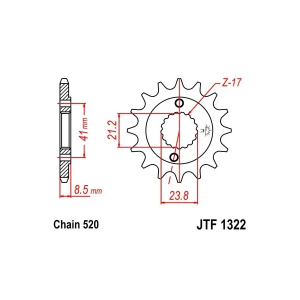 Pignon JT SPROCKETS acier standard 1322 - 520