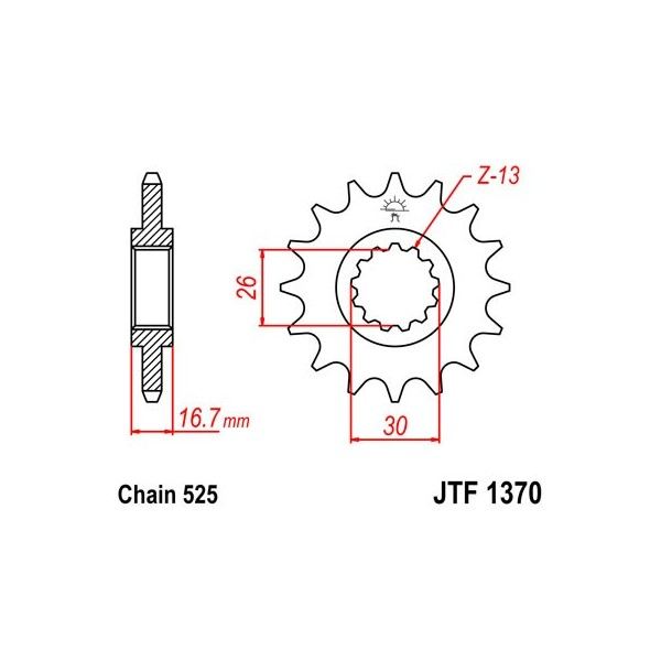 Pignon acier 15 dents JT Sprockets chaîne 525 Honda 