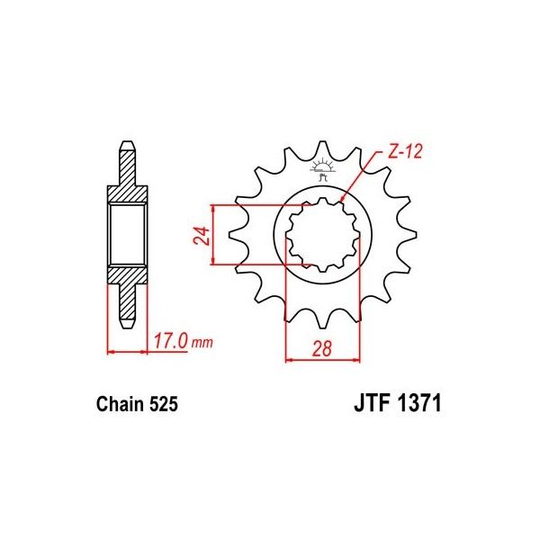 Pignon acier 14 dents JT Sprockets chaîne 525 Honda CB600F/CB600S Hornet 