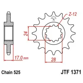 Pignon JT SPROCKETS acier standard 1371 - 525