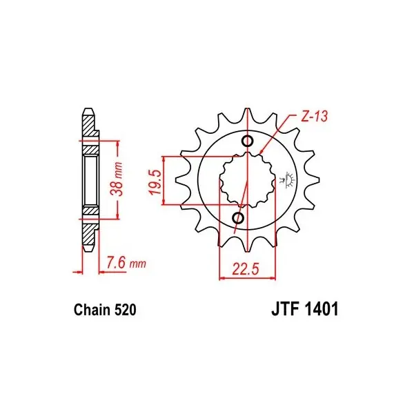 Pignon JT SPROCKETS acier standard 1401 - 520