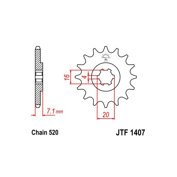 Pignon acier 10 dents JT Sprockets chaîne 520 