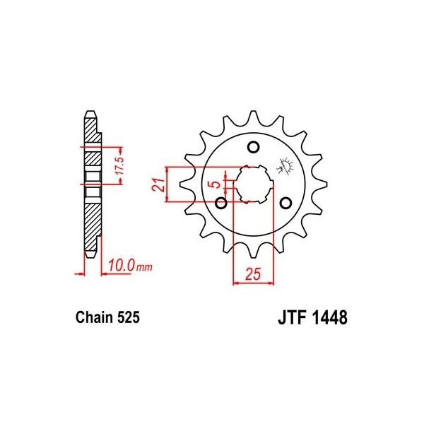 Pignon acier 15 dents JT chaîne 525 Suzuki  DR650SE