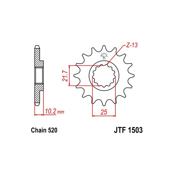 Pignon acier 12 dents JT Sprockets chaîne 525 Kawasaki 