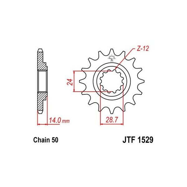 Pignon acier 17 dents JT Sprockets chaîne 525 Kawasaki GPZ1100