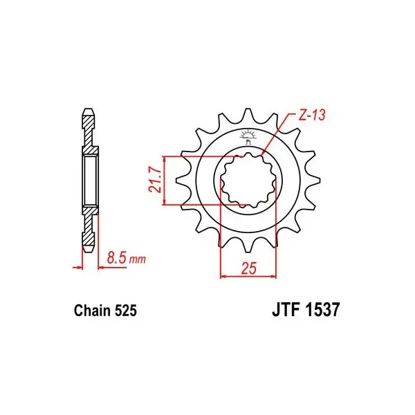 Pignon JT SPROCKETS acier standard 1537 - 525