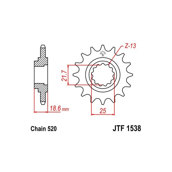 Pignon acier 14 dents JT Sprockets chaîne 520 Kawasaki Z750