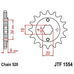 Pignon JT SPROCKETS acier standard 1554 - 520