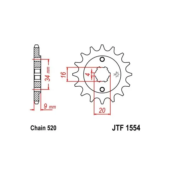 Pignon JT SPROCKETS acier standard 1554 - 520