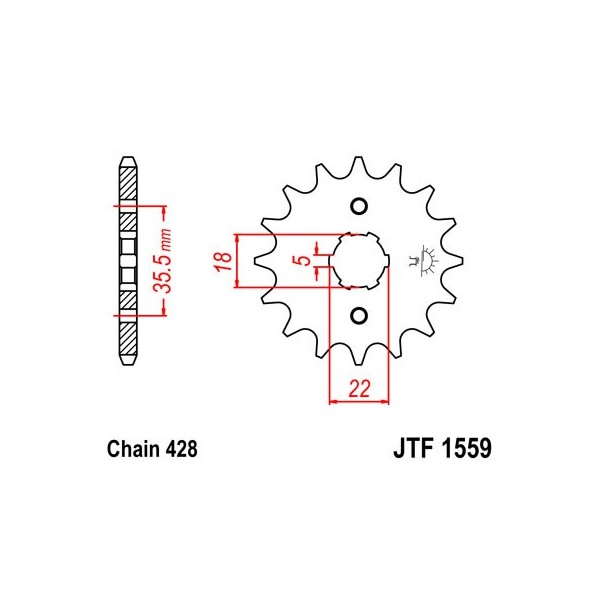 Pignon acier 14 dents JT Sprockets chaîne 428 Yamaha TW125